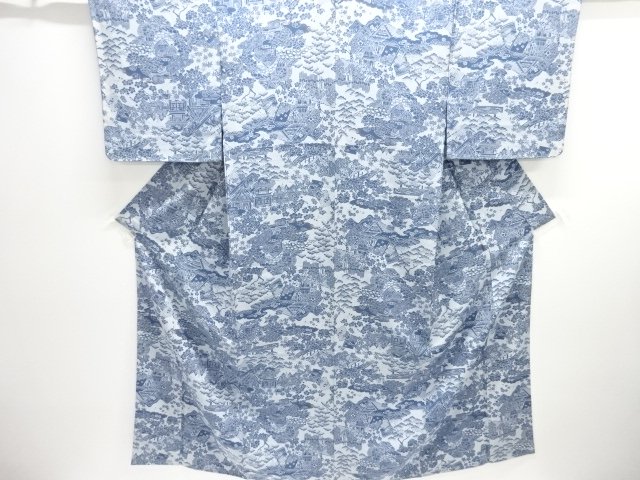 未使用品　家屋に花模様小紋着物